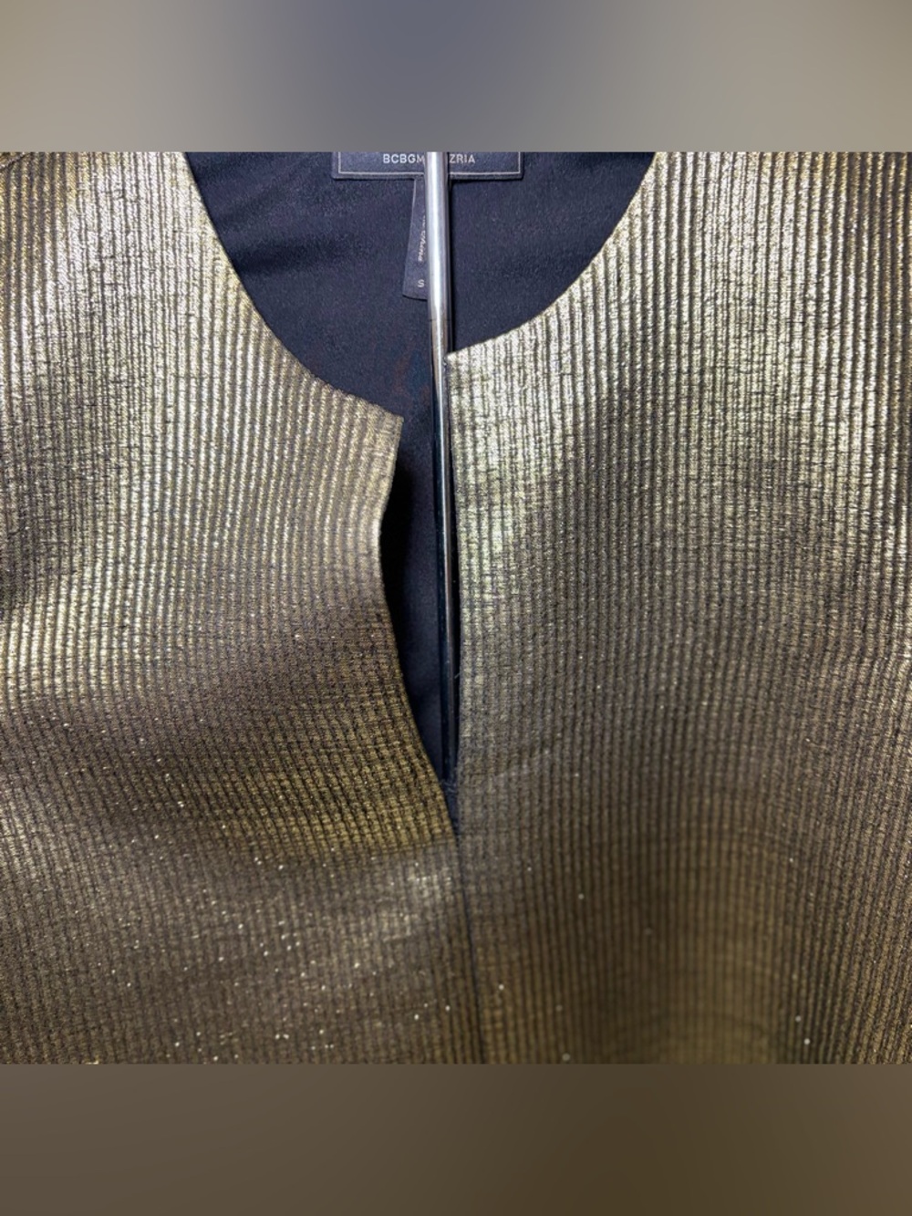 Metallic Gold Ribbed Ruffle Sleeve Jacket - Picture 2 of 3